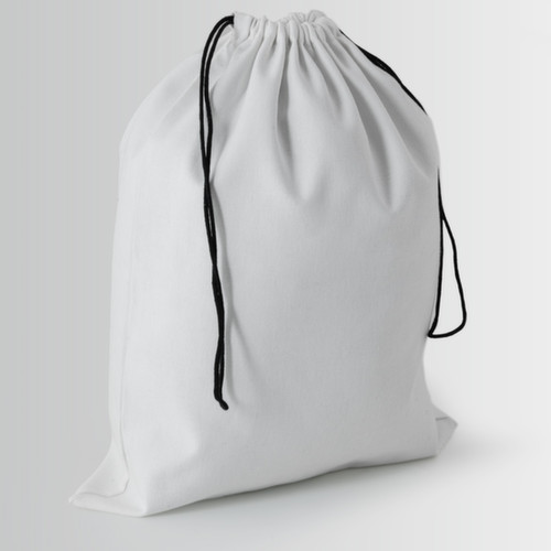 Cotton bag with black double rope drawstring closure without knot