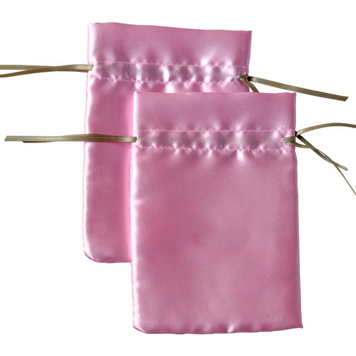 Satin bags with candy closure and double ribbon