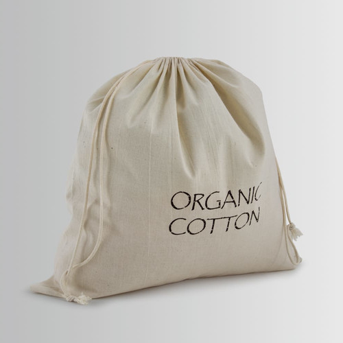 Recycled cotton bag with natural cotton double rope drawstring closure