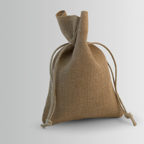 Sac en jute avec fermeture bonbon et double corde de jute