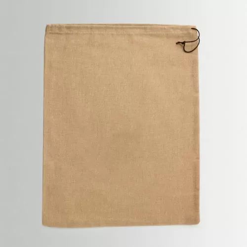 Cotton bag with drawstring closure and single closure with small drawstring