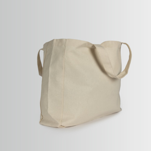 Open biodegradable fabric bag with hand handles