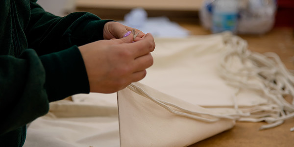 Fabrics are cut and made to create the desired product